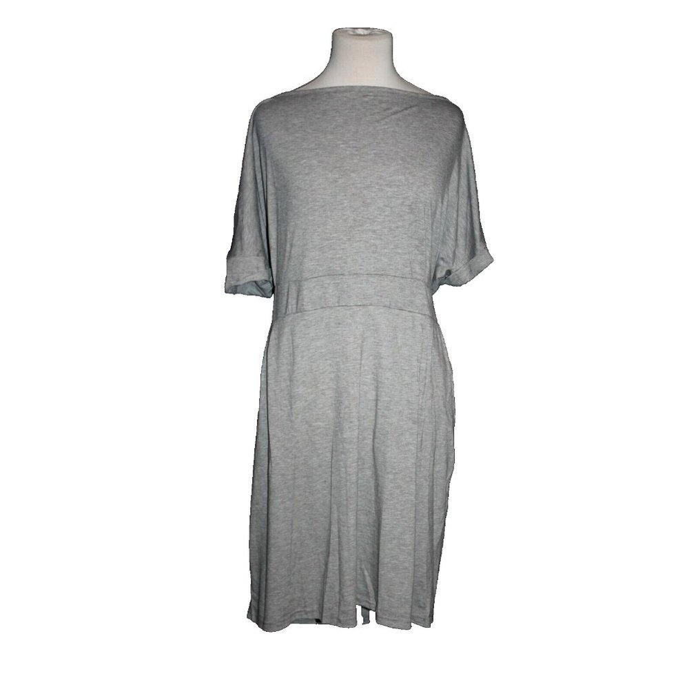 Haute Edition Women's Short Sleeve Dress Back Tie Jersey Knit Gray Size 2X NWT
